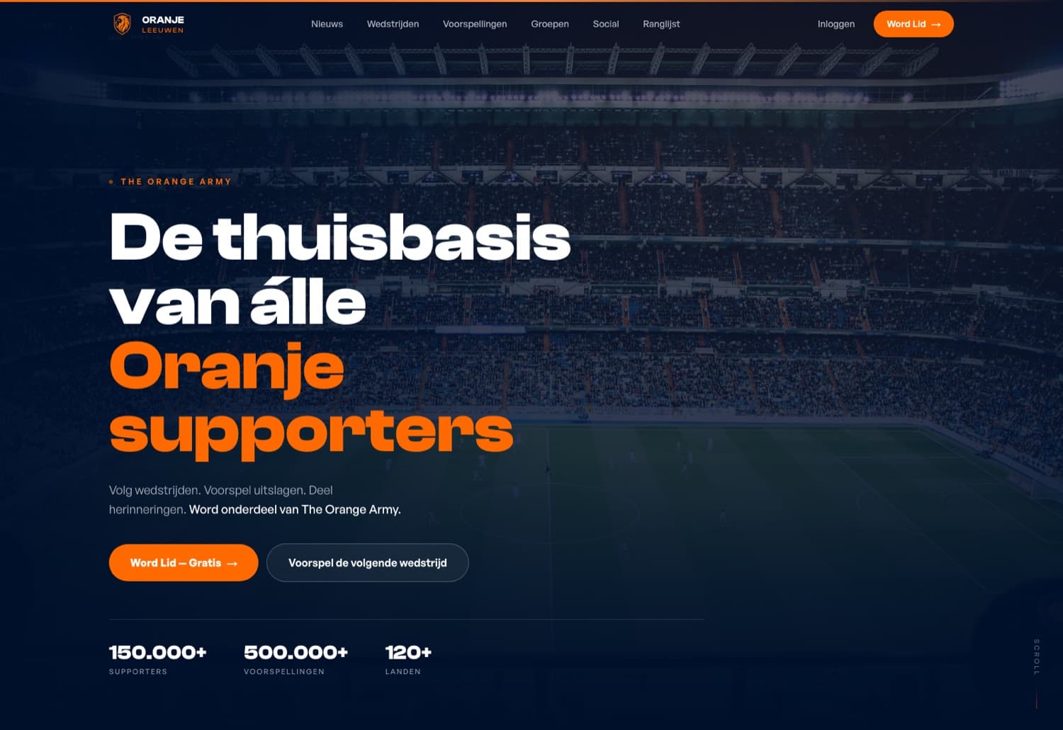 De website van Oranje-Leeuwen